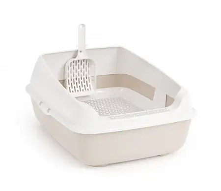 Купить alta Лоток для кошек c высоким бортиком, сеткой и совком, бежевый
