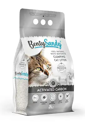 BentySandy Activated Carbon наполнитель для кошачьего туалета комкующийся, глиняный, с активированным углем
