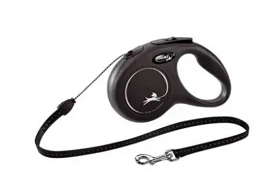 Flexi рулетка-трос для собак, черная, New Classic cord black